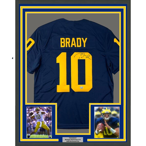 Framed Autographed signed Tom Brady 35x39 Michigan Wolverines Blue Authentic Limited Jersey Fanatics COA Etsy