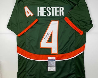 Autographed/Signed Devin Hester Miami Green College Football Jersey JSA COA