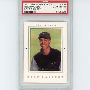 Graded 2001 Upper Deck UD Golf Tiger Woods #GG4 Rookie RC golf gallery card psa 10 gem mint