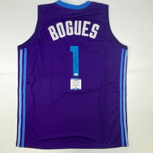 Autographed/Signed Muggsy Bogues Charlotte White Basketball Jersey PSA/DNA  COA