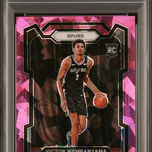 Graded 2023 Panini Prizm Victor Wembanyama #136 Pink Ice Rookie RC Basketball Card PSA 10 Gem Mint