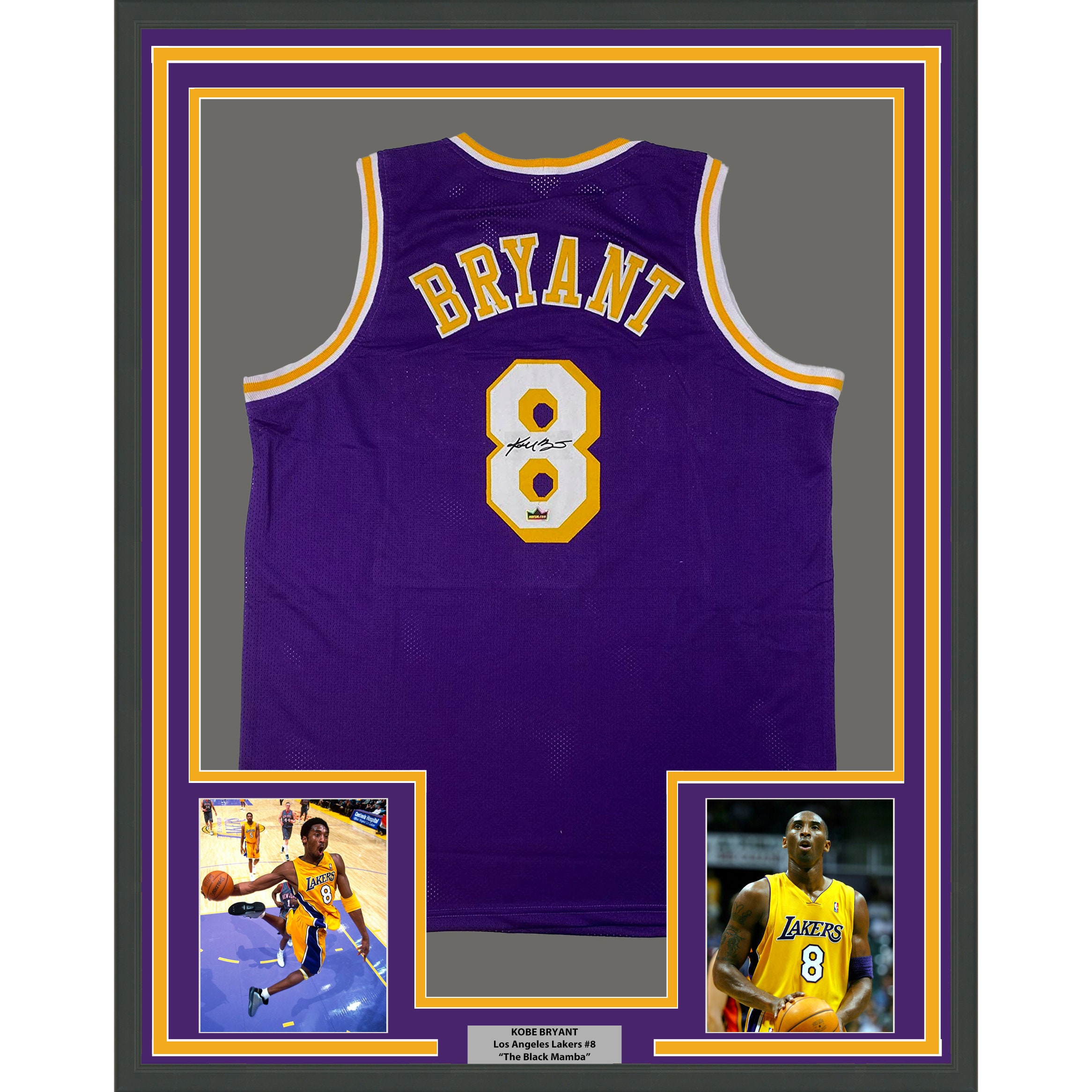 Facsimile Autographed Kobe Bryant #8 Los Angeles LA Purple Reprint
