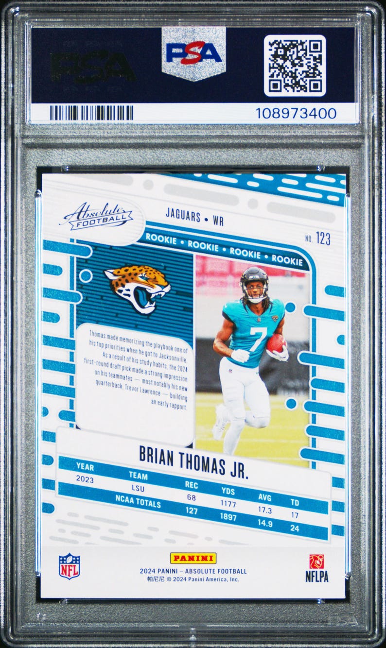 Carte Sportive PSA 10 Brian Thomas Jr. 2024 Panini Mosaic Honeycomb #323 - NFL Jaguars Rookie