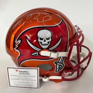 Autographed/Signed Tom Brady Tampa Bay Buccaneers Blaze Full Size FS F/S Replica Football Helmet Fanatics COA