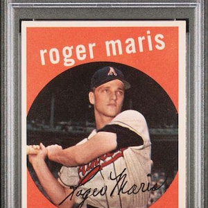 Graded 1959 Topps Roger Maris #202 White Back 2nd Year Baseball Card PSA 5 Excellent