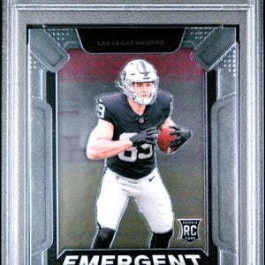 Graded 2024 Panini Prizm Brock Bowers #8 Emergent Rookie RC Football Card PSA 10 Gem Mint