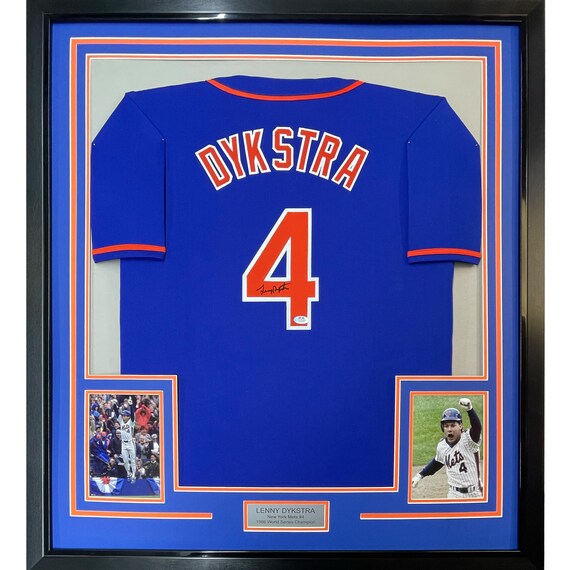 Framed Autographed signed Lenny Dykstra 35x39 New York Blue Baseball Jersey JSA COA Etsy