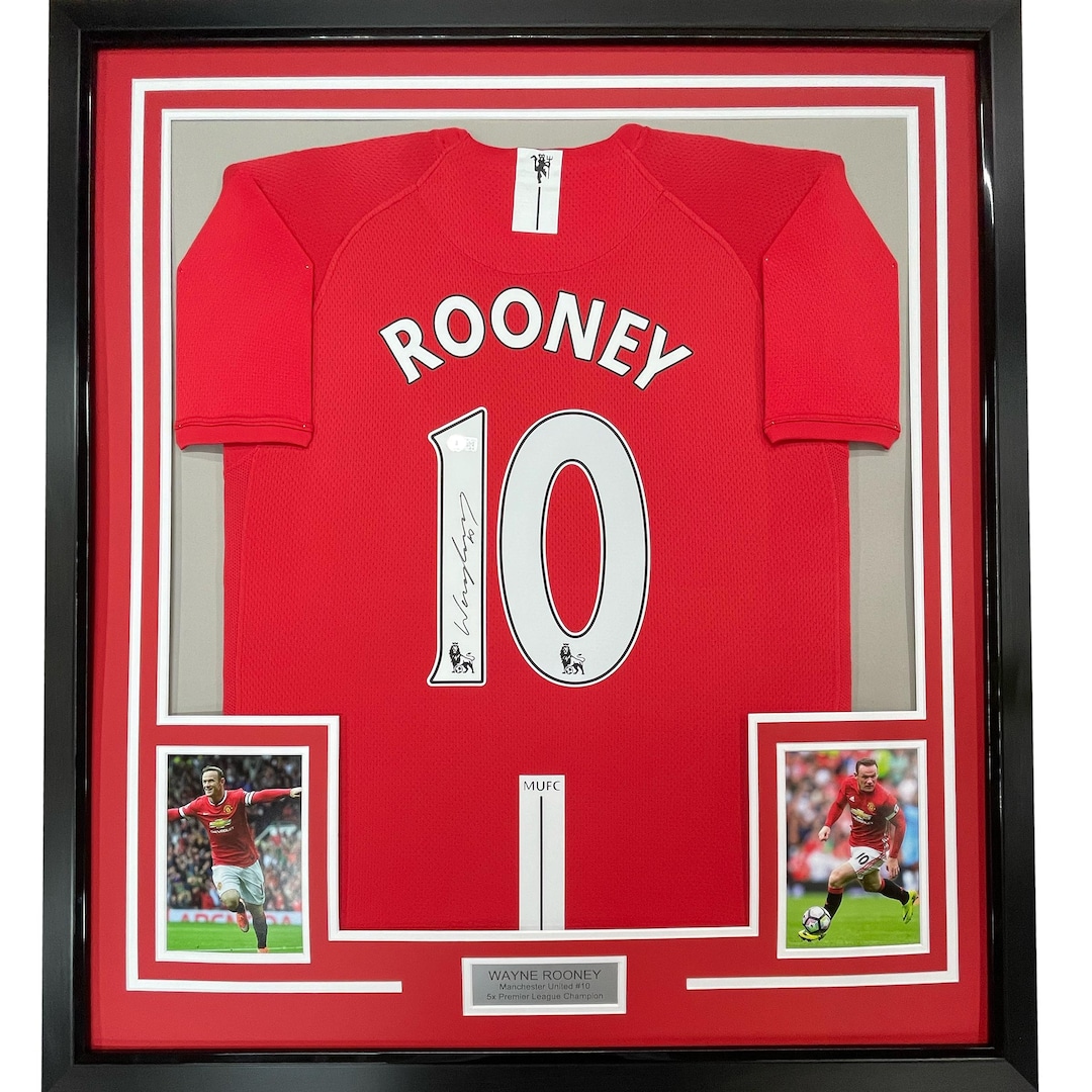 Garnacho Jersey Kids Framed Wayne Rooney Signed Manchester United