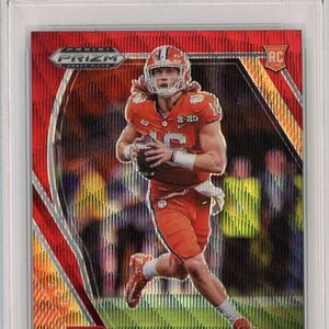 Graded 2021 Panini Prizm DP Trevor Lawrence #106 Ruby Wave Rookie RC Football Card PSA 10 Gem Mint