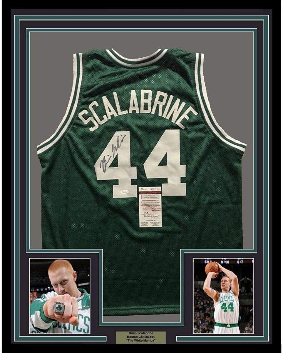 Framed Autographed signed Brian Scalabrine 35x39 Boston Green Jersey JSA COA Etsy