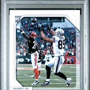 Graded 2024 Panini Instant NFL Brock Bowers #122 Rookie RC Football Card PSA 10 Gem Mint