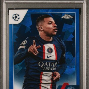 Graded 2022 Topps Chrome Sapphire UCC Kylian Mbappe #100 SP Soccer Card PSA 10 Gem Mint