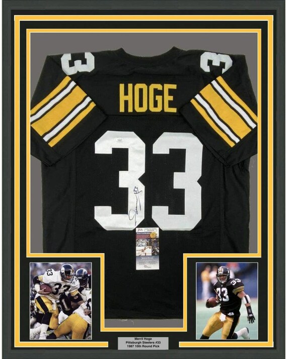 Framed Autographed signed Merril Hoge 35x39 Pittsburgh Black Jersey JSA COA Etsy