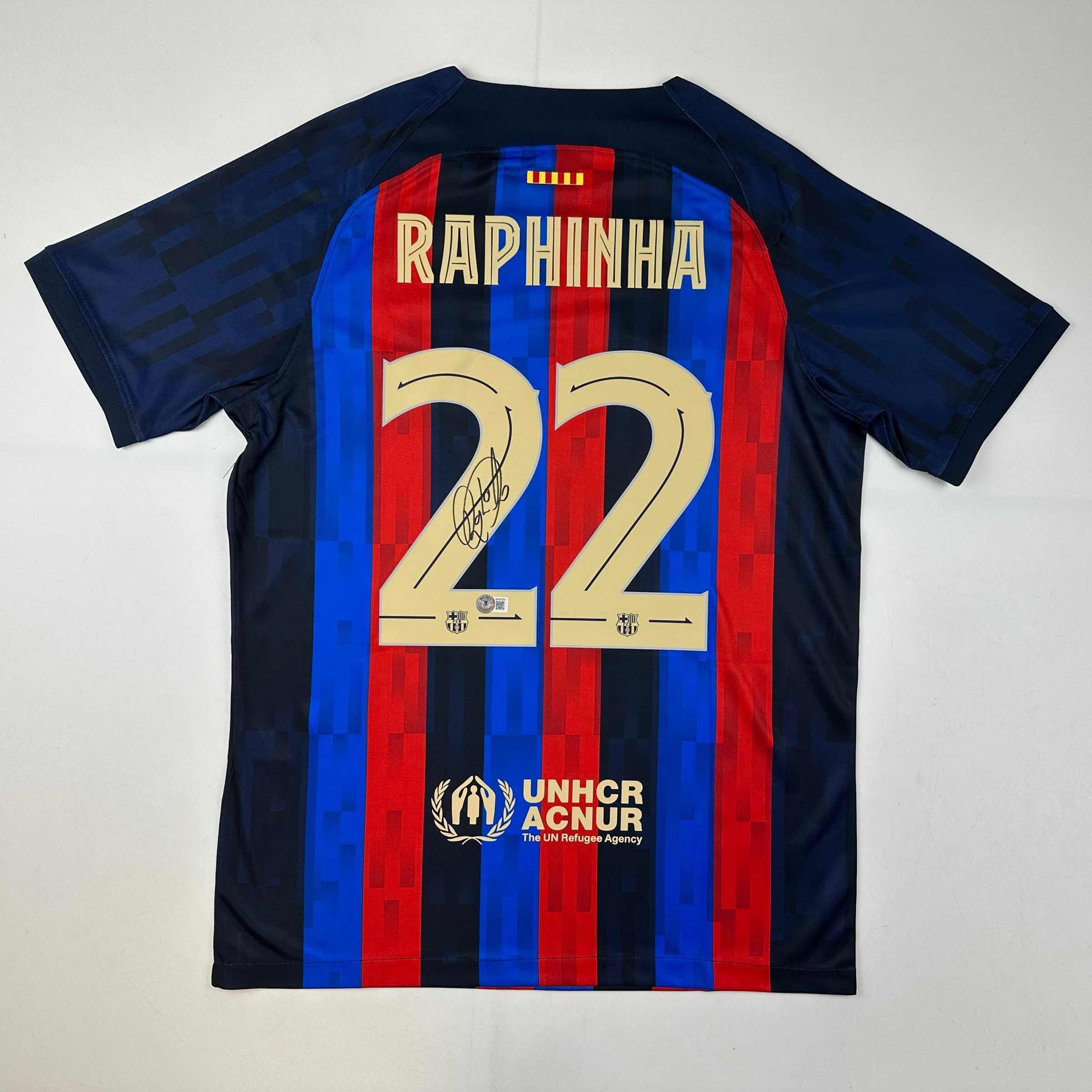 Autographed/signed Raphinha Raphael Belloli FC Barcelona Blue
