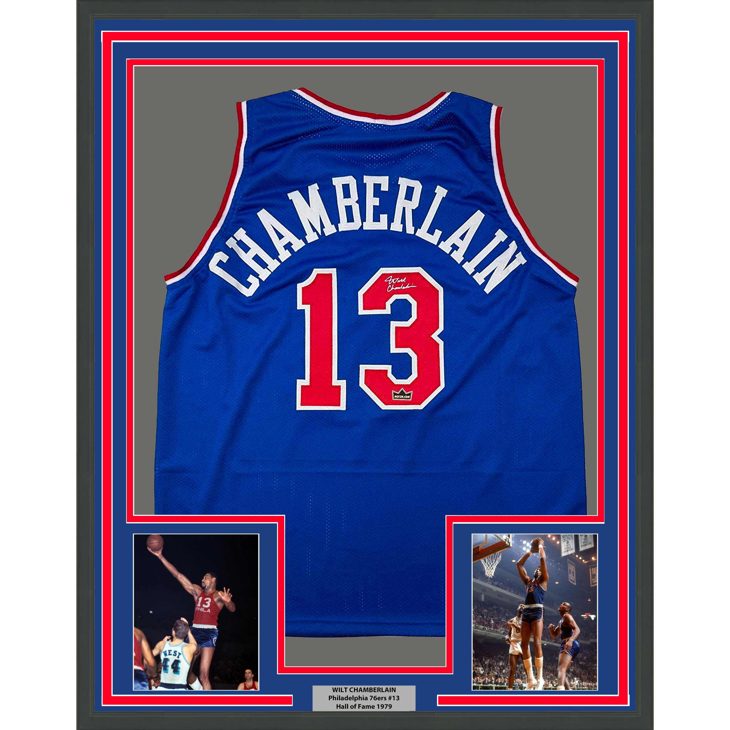 Framed Facsimile Autographed James Harden 33x42 Philadelphia Blue Reprint  Laser Auto Basketball Jersey - Hall of Fame Sports Memorabilia