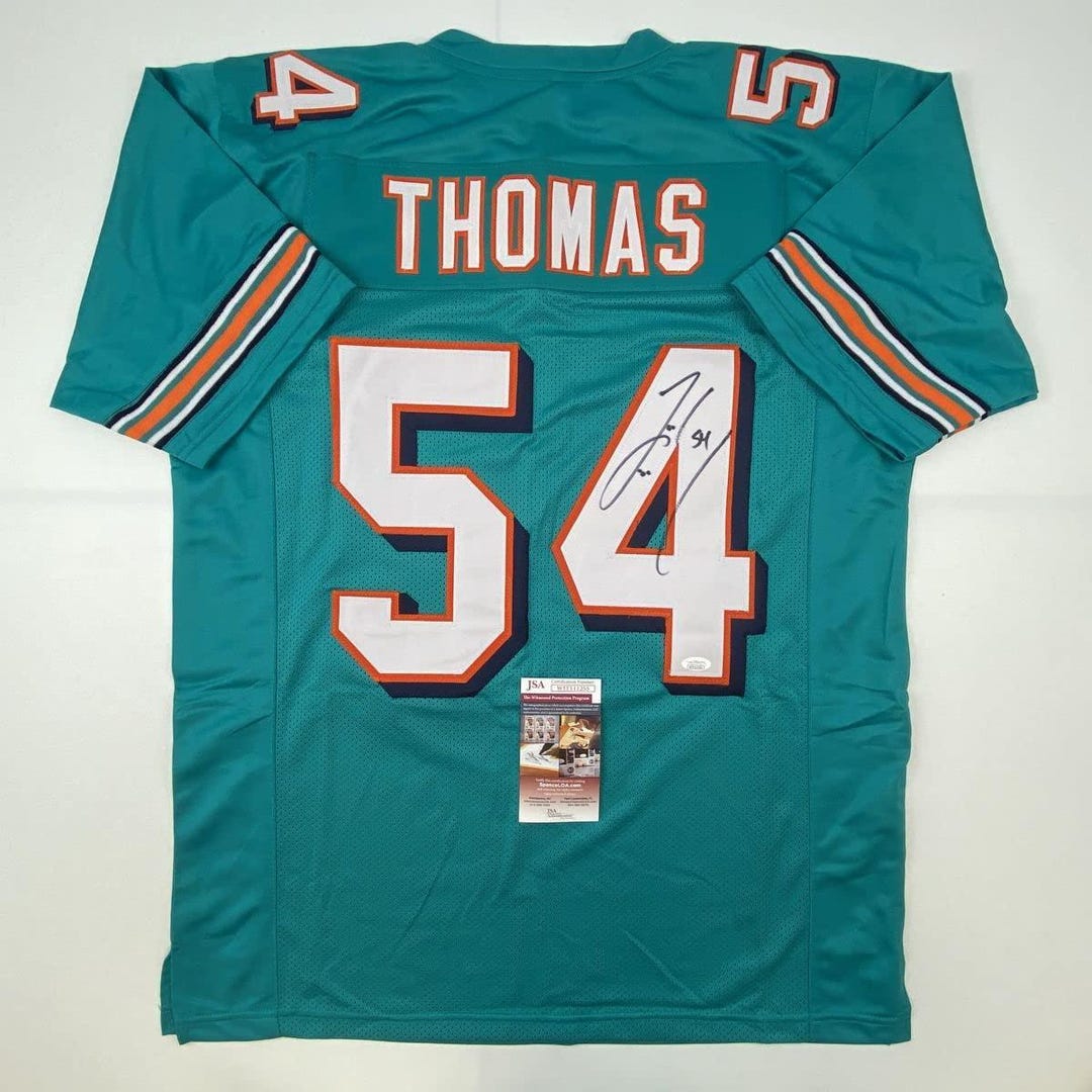 Autographed/signed Zach Thomas Miami Teal Football Jersey JSA COA - Etsy