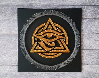 Eye of Horus String Art | Gold Egyptian All-Seeing Eye in Circle Geometry