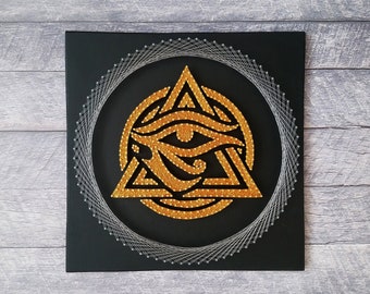 Eye of Horus wall art | Egyptian Eye hanging | Gold Eye of Horus decor | Geometric symbols decor | All Seeing Eye wall décor | Eye in circle