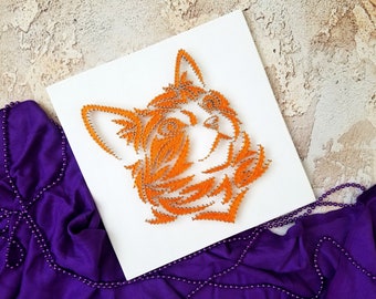 String Art Ginger Cat | Baby Girl hanging | Ginger Cat Wall art | Sacred string geometry | Cat lover Gift Home decor | Aesthetic Animal