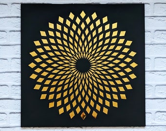 Gold Floral Metal Art  | Mirror Gold Mandala | Abstract gold floral art | Metal mirror wall art | Floral Gold Mandala | Yoga studio wall art