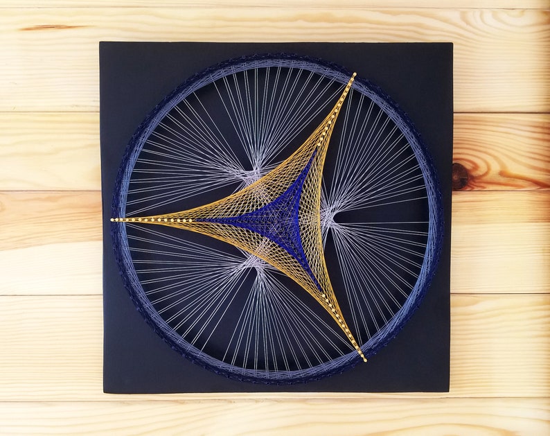 Magic Geometry, String Art Mandala, Gold Triangle Wall Hanging, Sacred