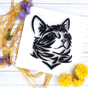 String Art Black Cat | Baby Girl hanging | Black White Cat Wall art | Sacred string geometry | Cat lover Gift Home decor | Aesthetic Animal
