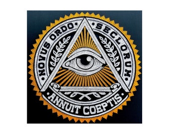 Eye of Providence String Art | Masonic All-Seeing Eye with Gold Mandala