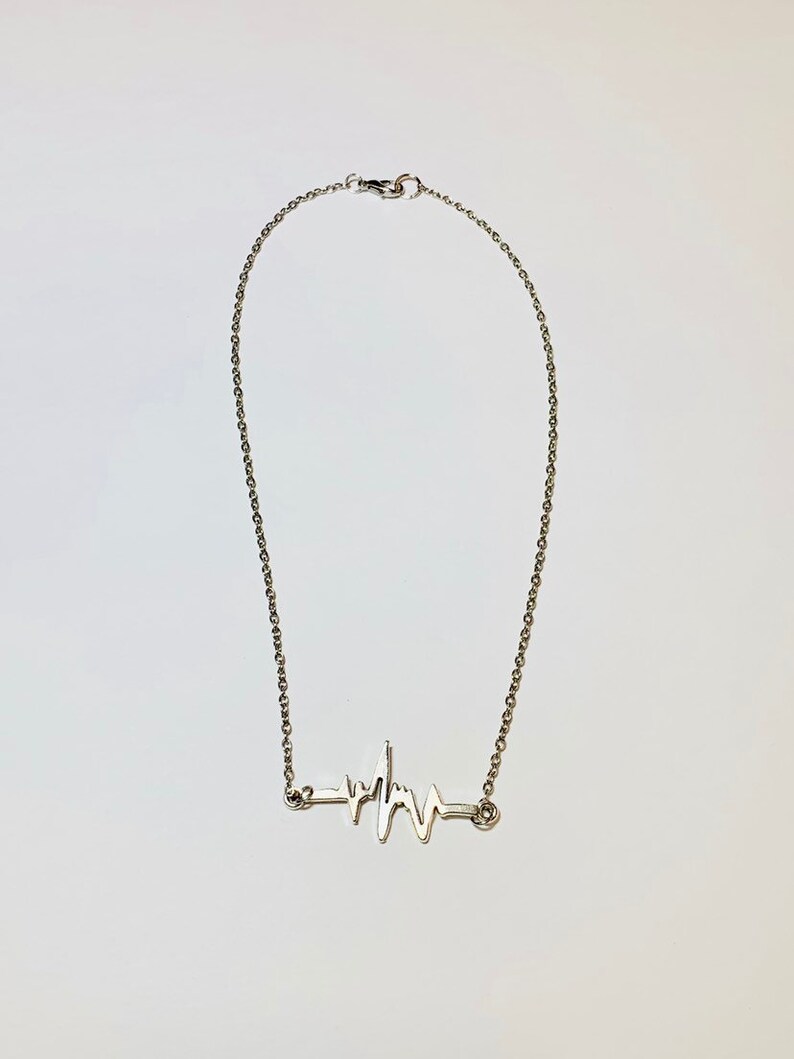 Silver heartbeat necklace