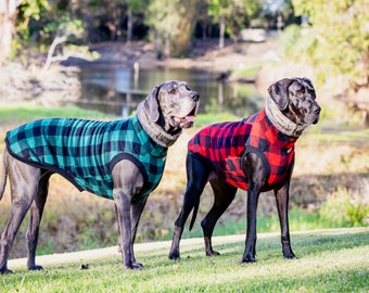 Designer dog jumper (the LUMBERJACK) deluxe edition for Great Danes & Greyhounds