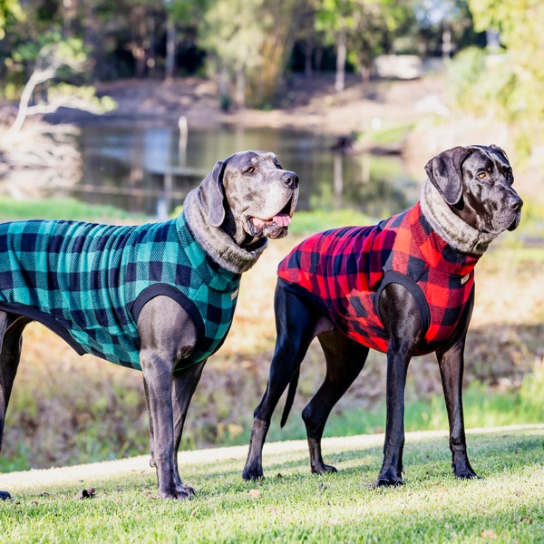 Designer dog jumper (the LUMBERJACK) deluxe edition for Great Danes & Greyhounds