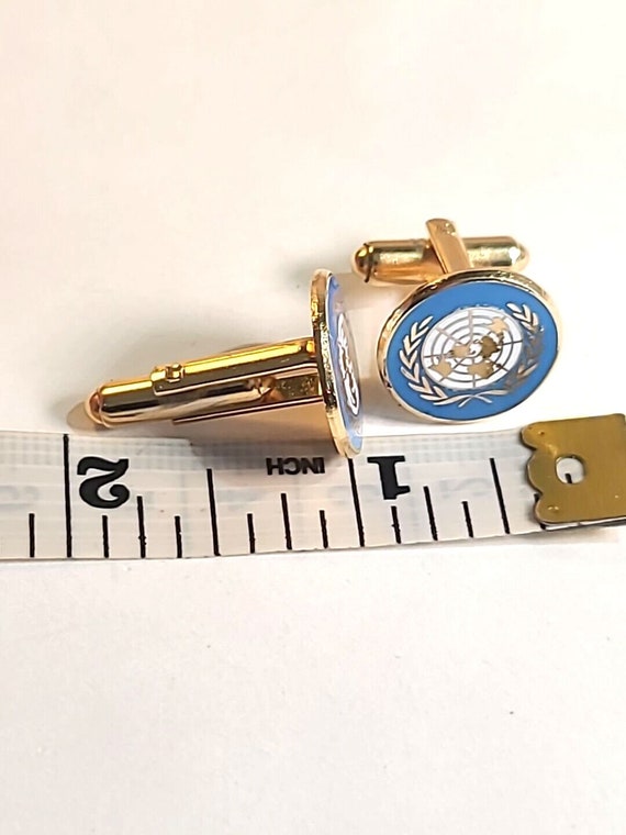 United Nations World Logo Vintage Cuff Links glob… - image 4