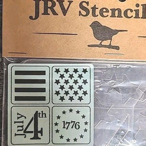 NEW JRV  15mil Reusable 4th Of July Set Of 4 Stencils 5x5