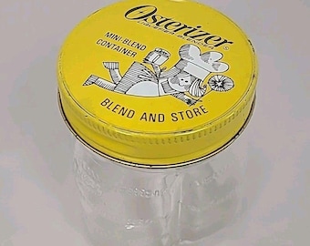 Słoik Vintage Osterizer Glass Mini-Blend do mieszania i przechowywania, 8 uncji, żółta pokrywka