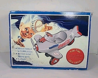 1995 Coca Cola Limited Silver Edition Diecast Pedal Plane 1:3 Scale Metal Toy