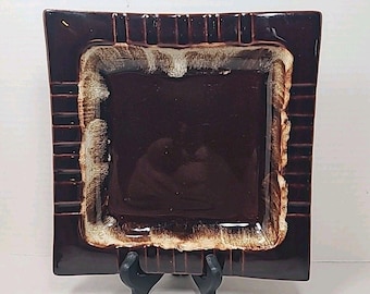 Zabytkowa popielniczka Pfaltzgraff Brown & White 8"X 8" AT3, wyprodukowana w USA, w doskonałym stanie