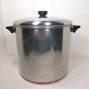 Vintage Revere Ware 1801 Copper Bottom 12 Quart Stock Pot w/ Lid Rome, NY