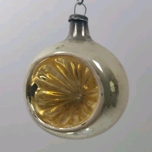 Vintage Christmas Tree Ornament Mercury Glass Poland Reflector Indent Ball