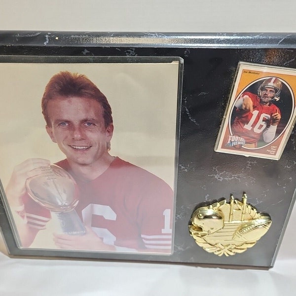 Seltene Joe Montana Wandplakette 15 in x 12 in mit NFL Foto plus Karte von 1987