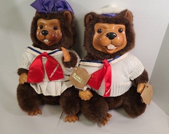 VINTAGE Robert Raikes Originals Beavers Lucy en Sam 17" hoog met TAGS