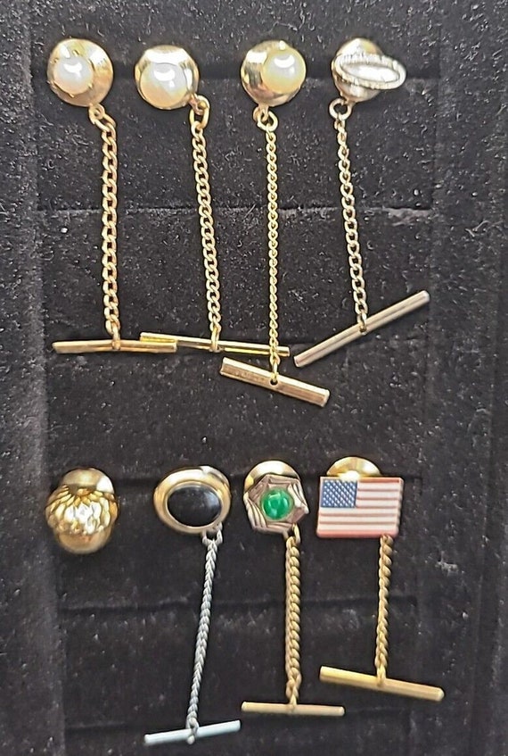 Lot Of  8 Mens Tie Tack Pins Gold Tone / Silver To