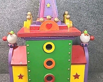 Vintage Large 8 Hole Colin Becht Richard Whimsical Clown Birdhouse Bird Hotel