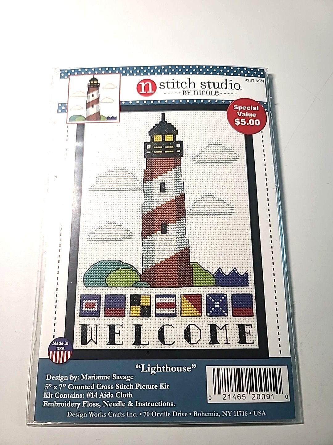 NEW Design Works WELCOME LIGHTHOUSE Counted Cross Stitch Kit 5" X 7" - Etsy