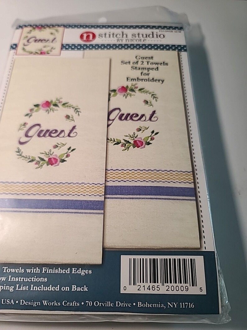 NEW Stitch Studio Pair Guest Towels Stamped Embroidery Kit image 4