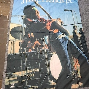 RARE Vintage Authentic Made In Italy Jimi Hendrix 42x30 Polyester Poster Art image 1