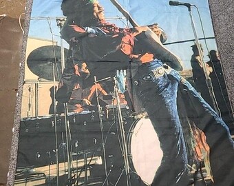 Jimi Hendrix, “blue Wild Angel”, Vintage Rug Barn Throw Blanket