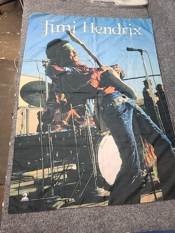 RARE Vintage Authentic Made In Italy Jimi Hendrix 42x30 Polyester Poster Art