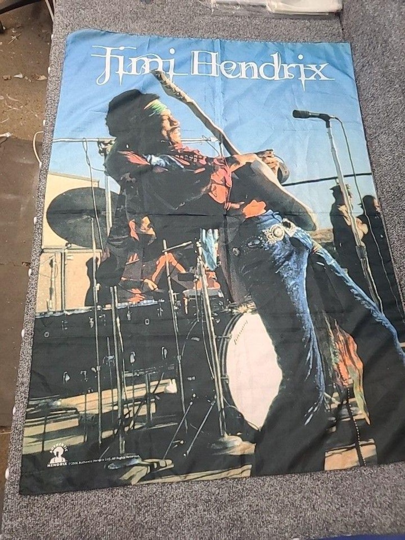 RARE Vintage Authentic Made In Italy Jimi Hendrix 42x30 Polyester Poster Art image 1