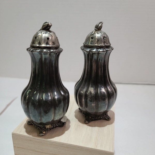 Vintage Sheffield Design by Community Melon Silverplated Salt and Pepper Shakers