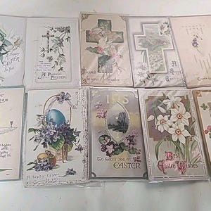 LOT 19 pięknych starych POCZTÓWEK wielkanocnych z kwiatami