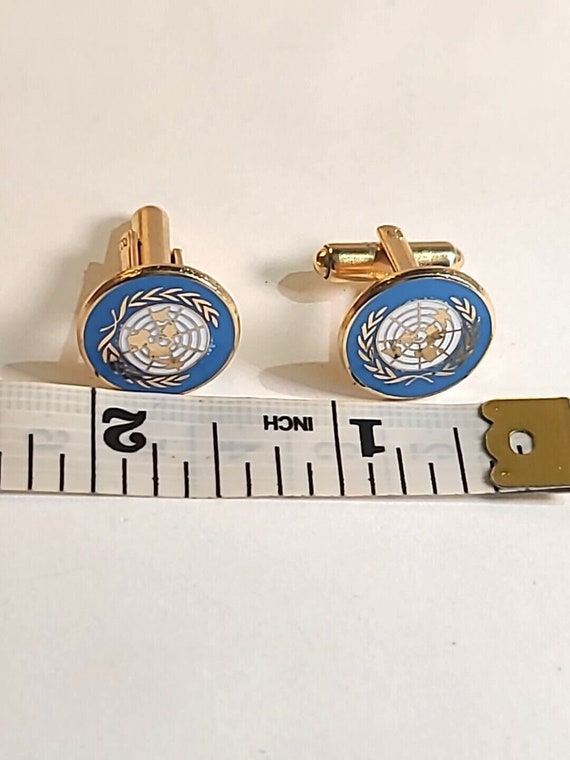 United Nations World Logo Vintage Cuff Links glob… - image 3